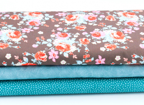 Baumwolle Emilie  Rosen dunkles taupe  (10 cm)